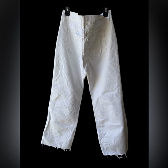 LOFT Wide Leg High Rise White Frayed Hem Jeans Size 29 8 Petite​ - Picture 4 of 7